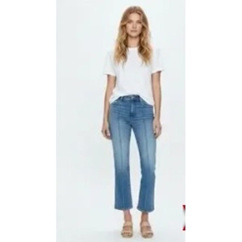 Pistola Lennon Pintuck High Rise Flare Jeans Blue Seam Detail 28 P00016059QL
